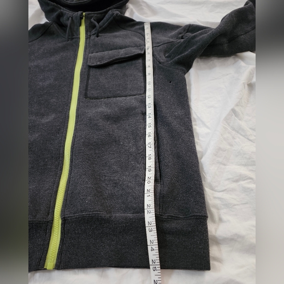 Lululemon Gray Lime Fleece Full Zip Hoodie Sweatshirt, Men's Size S - Picture 12 of 12